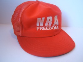 Distressed NRA Freedom Hat Vintage Orange Snapback Trucker Cap Made USA - £12.24 GBP