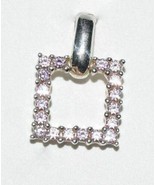 Sterling Silver Pink Stone Square Small Pendant - £13.13 GBP