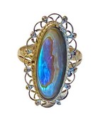 Abalone Size 8 1.25 Inch Scalloped Lace Setting Ring Vintage .925 Silver... - £21.47 GBP