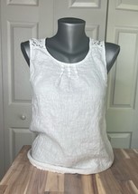 Terzo Millennio White Tank Top Linen and Lace Made in Italy Size Small - £15.56 GBP