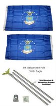 2x3 2&#39;x3&#39; Air Force Double Sided 2ply Flag Galvanized Pole Kit Eagle Top - $38.88
