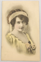 1914 Taylor Platt &amp; Co Art Deco Lady w/Red Rose Fashion Glamour Postcard - £6.85 GBP