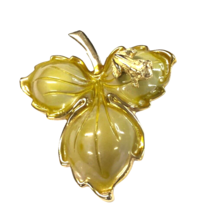 Beau Jewels Frog on Light Green Leaf  Gold Trim Vintage Brooch 2.25 in S... - $28.70