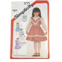 Simplicity 5773 Pattern Child&#39;s Dress in Two Lengths Size 6 Gunne Sax VTG Cut - £11.71 GBP
