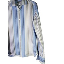 Ted Baker Button Front Shirt Size 3 Mens Multicolor Striped Long Sleeve Cuffed - £12.87 GBP
