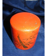 Vintage 3&quot; Tea Tin Orange with Gold Bamboo Stalks Japan - $29.69