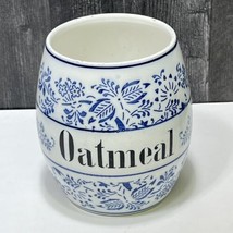 Antique German Porcelain Blue Onion Style White Oatmeal Jar Kitchen Crock - £34.11 GBP