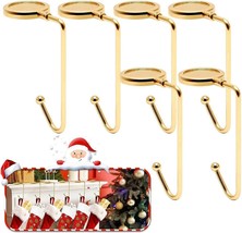 6 Pack Christmas Stocking Holders Mantle Non-Slip Fireplace Stocking Hold (Gold) - £10.65 GBP
