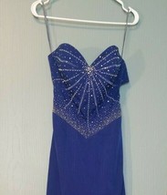 Joli Prom - Blue Strapless Beaded Sequin Prom Formal Dress Size 4 - £114.16 GBP