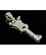 2Ct Round Cut Diamond Crowned Key Cross Pretty Pendant 14k Yellow Gold F... - €120,09 EUR