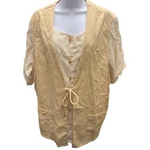 VTG Koret Cottage Core Shirt Womens SZ 20W Vest Shirt Button Yellow Whit... - $23.74