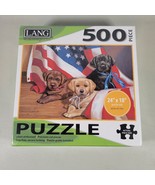 500 Piece Puzzle American Puppy Artwork by Jim Lamb Linen Finish New LANG - £8.21 GBP