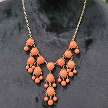 Women&#39;s Orange Round Beaded with Lobster Clasp Fashion Jewelry Necklace - £17.67 GBP