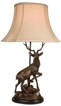 Sculpture Table Lamp Deer Right Facing, Hand Painted OK Casting USA Linen - £597.34 GBP