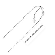 10k White Gold Adjustable Rope Chain Necklace 1.0mm Width 22&quot; Inches Length - £216.43 GBP