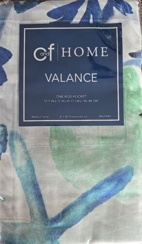 Primary image for C and F Home Valance ~ 15.5" x 72" ~ BLUEWATER BAY ~ Rod Pocket ~ 100% Cotton 