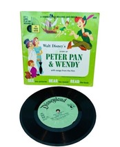 Disneyland Record Song Story Book 45 Disney 1965 Peter Pan Wendy Tinkerbell 7" - $19.69