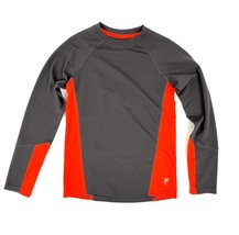 Fila Sport Boys Long-Sleeve Shirt Crew-Neck Lightweight Gray Orange M 10/12 - $221.44 MXN