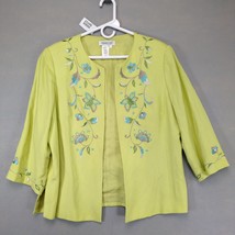 Coldwater Creek Women&#39;s 14 Linen Blend Open Blazer Jacket, Embroidered F... - €26,80 EUR