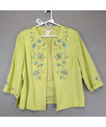 Coldwater Creek Women&#39;s 14 Linen Blend Open Blazer Jacket, Embroidered F... - $568.63 MXN