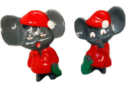 2 Vtg 70&#39;s Hand Painted Ceramic Christmas Mice - 4&quot; Tall - £16.06 GBP