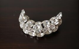 Weiss Crescent Moon Clear Rhinestone Vintage Brooch Pin - $55.00