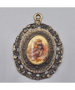 Vintage Fragonard Courting Couple Pendant Ornament Signed 2.75x3.75&quot; - $24.99
