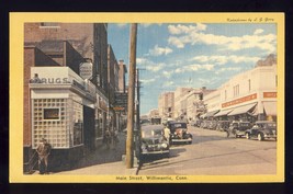 Willimantic, Conn/CT Postcard, Downtown Main Street, Wooloworth&#39;s, 1940&#39;s? - $6.00