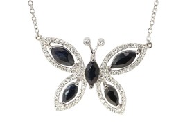 18k Gold Marquise Sapphire Diamond Butterfly Halo Pendant Black White VS1  - £1,321.71 GBP