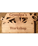 GRANDPA&#39;S WORKSHOP Toolbox Shaped Wooden Personalized Sign / Carpenter T... - £39.74 GBP