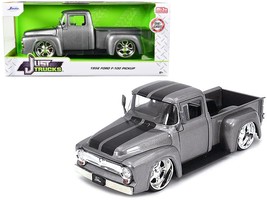 1956 Ford F-100 Pickup Truck Gray Metallic with Black Stripes "Just Trucks" Seri - $1,661.81 MXN
