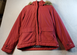 Columbia Jacket Womens Medium Red Nylon Long Sleeve Pockets Logo Full Zip Hooded - £21.28 GBP