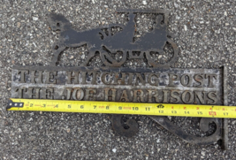 Vintage Double-sided Bracket The Hitching Post Cast Aluminum Sign As Is Damaged image 5