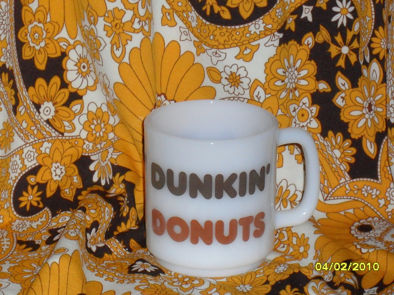Vintage Dunkin Donuts Advertising Milk Glass Coffee Mug  - $26.99