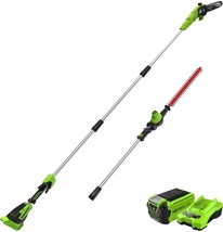 Greenworks 40V 10&quot; Brushless Polesaw, Pole Hedge 2 In 1, 2 Point 5Ah Battery, - £342.89 GBP