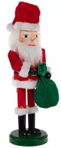 Wooden Christmas Nutcracker, 11&quot;, Santa Claus With Green Bag 105963475,HL - £17.40 GBP