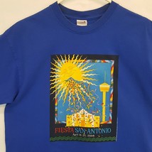 Vtg San Antonio Texas Fiesta Festival Sun Mariachi T-Shirt Blue Sz L USA... - $18.95