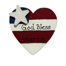 God Bless America Wood Flag Lapel Pin Hat  Pinback - £12.01 GBP