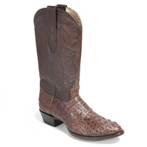 Los Altos Brown Handmade Genuine Crocodile Hornback Round Toe Cowboy Boot - £349.75 GBP+