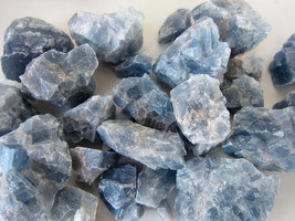 Six Blue Calcite Rough Stones 40mm Healing Crystal Astral Travel Dreamwork - £7.83 GBP
