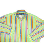 NEW $90 Polo Ralph Lauren Shirt! 16 (Large)  Very Roomy   Bright Green Stripe - $49.99