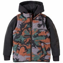 NWT Timberland Boys Quilted Fleece Camo Hybrid Hooded Zip Jacket XS 5/6 - £27.42 GBP