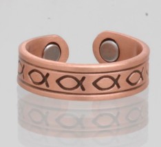 Pure Copper Magnetic Christian Symbol Ring Jewelry Health Magnet Pain Relief New - £3.79 GBP