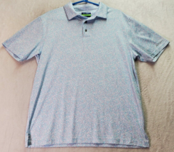 Ben Hogan Polo Shirt Men Medium Blue Geo Print Performance Short Sleeve Collared - £12.38 GBP