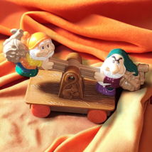 1992 Mc Donald&#39;s Disney Snow White Dwarfs Grumpy &amp; Happy Mining Push Cart Toy - £4.29 GBP