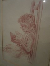 Etching In Red, &quot;The Young Reader&quot;, Singed By Colette, Charles Z. Mann Label - £237.40 GBP