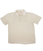 Vintage Sportswear Polo Shirt Mens S Beige Striped Collar Knit 100% Cott... - $14.44