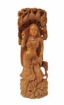 Wooden Hand Carved Lady Sculpture Vintage Indian Tribal Women Figure for Décor - £201.06 GBP