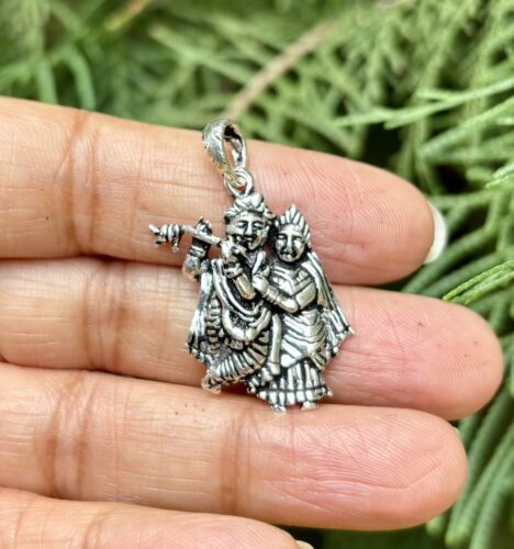 925 Sterling Silver Lord Radha Krishna Pendant, Wearing Temple, Puja 4.1 gm Item image 2