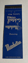 Vintage Matchbook Cover Matchcover Manhattan Cocktail Lounge Lansing MI - £2.27 GBP